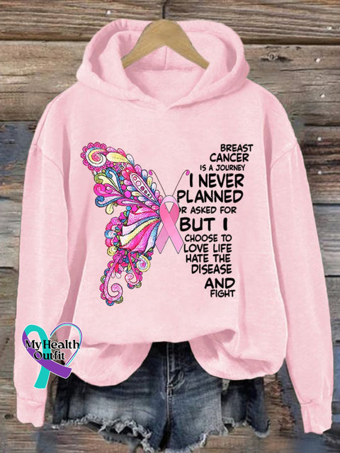 Women’s Breast Cancer Print Hoodie Pink / S