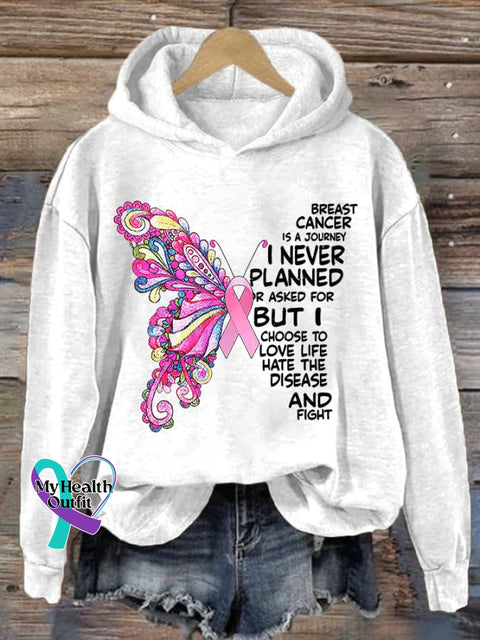 Women’s Breast Cancer Print Hoodie White / S