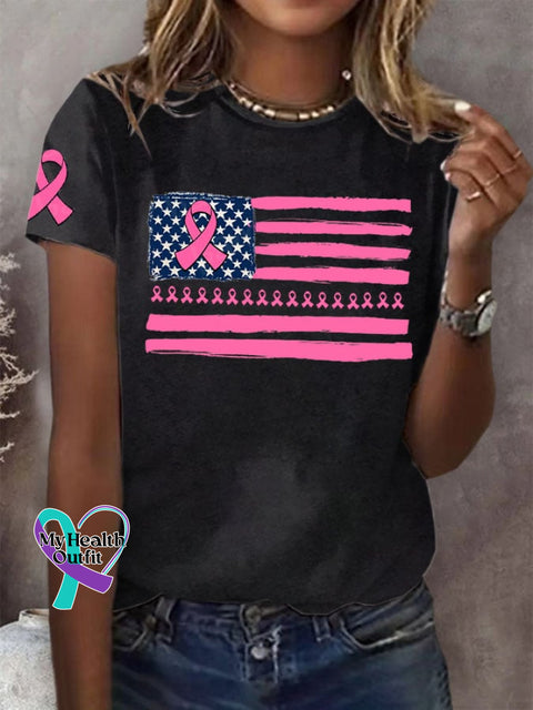 Women’s Breast Cancer Printed T-Shirt Black / S