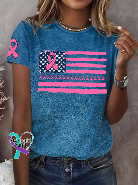 Women’s Breast Cancer Printed T-Shirt Royal Blue / S