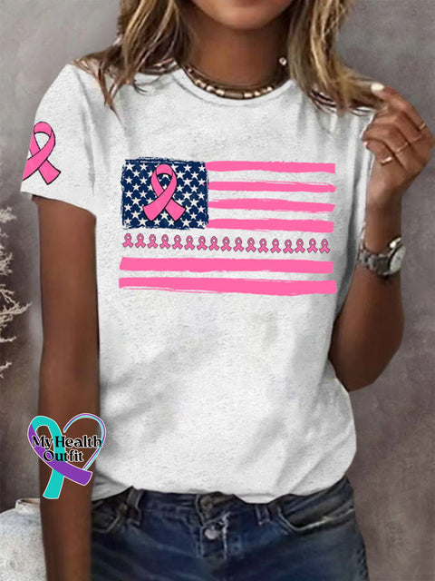 Women’s Breast Cancer Printed T-Shirt White / S