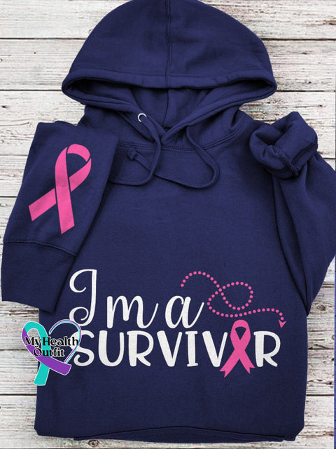 Women’s Breast Cancer Ribbon Survivor Sweatshirt Blue / S