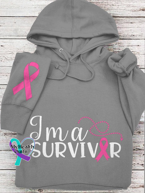 Women’s Breast Cancer Ribbon Survivor Sweatshirt Grey / S