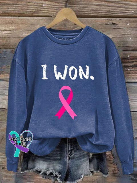 Women’s Breast Cancer Survivor Crew Neck Sweatshirt Blue / S