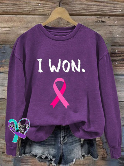 Women’s Breast Cancer Survivor Crew Neck Sweatshirt Purple / S