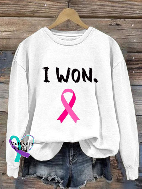 Women’s Breast Cancer Survivor Crew Neck Sweatshirt White / S