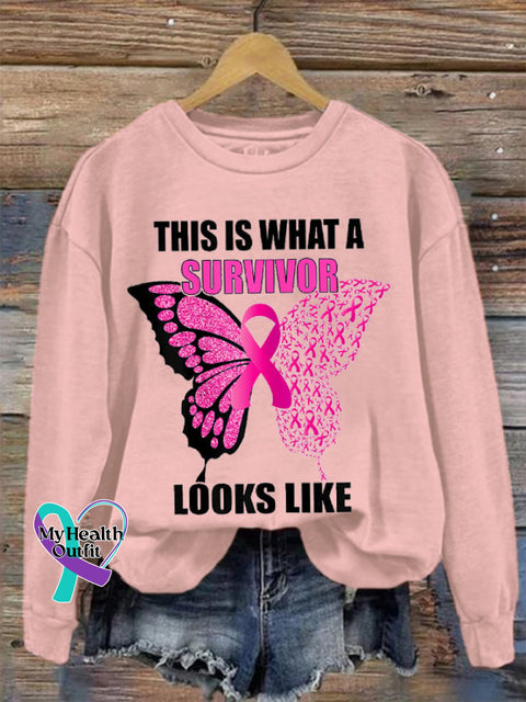 Women’s Breast Cancer This Is What A Survivor Looks Like Sweatshirt Pink / S