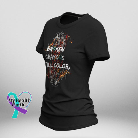 Women’s Broken Crayon Still Colorful Print Crew Neck T-Shirt