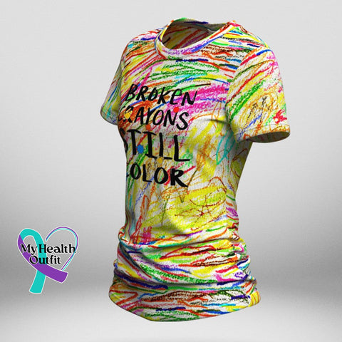Women’s Broken Crayon Still Colorful Print Crew Neck T-Shirt