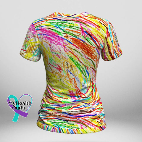 Women’s Broken Crayon Still Colorful Print Crew Neck T-Shirt