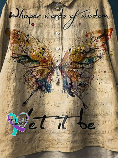 Women’s Broken Crayons Still Color Print Casual Cotton And Linen Shirt