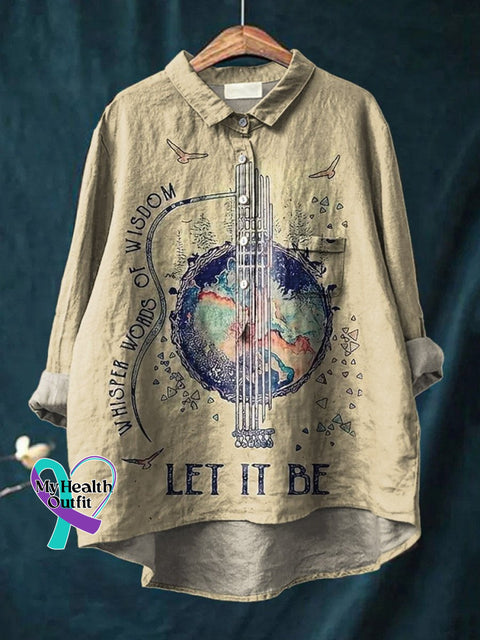 Women’s Broken Crayons Still Color Print Casual Cotton And Linen Shirt Let It Be / S