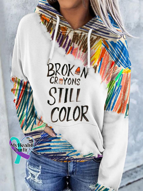 Women’s Broken Crayons Still Color Print Hoodie Picture 1 / S
