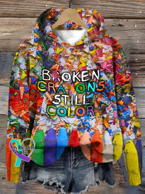 Women’s Broken Crayons Still Color Print Hoodie Picture 1 / S