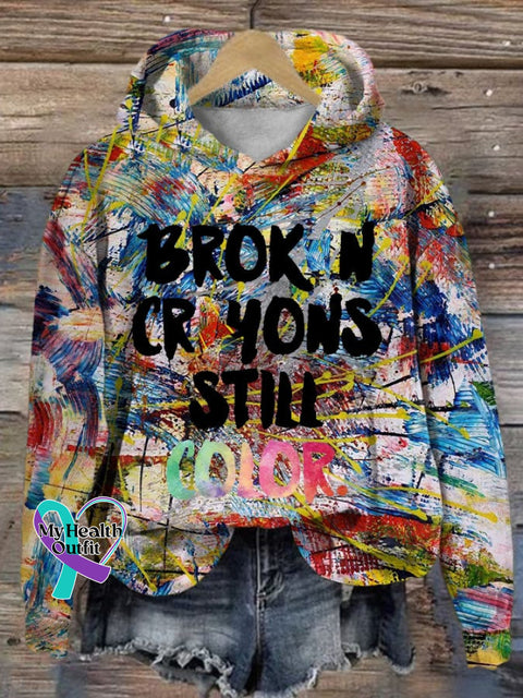 Women’s Broken Crayons Still Color Print Hoodie Picture 1 / S