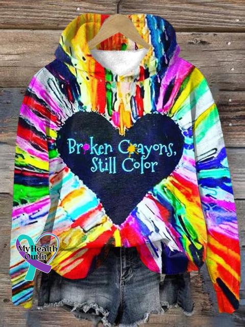 Women’s Broken Crayons Still Color Print Hoodie Picture 1 / S