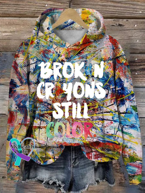 Women’s Broken Crayons Still Color Print Hoodie Picture 2 / S