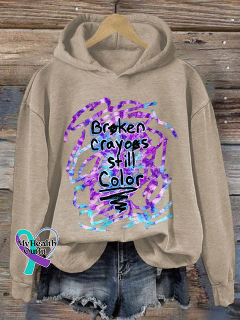 Women’s Broken Crayons Still Color Print Long Sleeve Hoodie Apricot / S