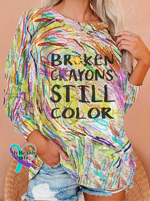 Women’s Broken Crayons Still Color Print Sweatshirt As Shown / S