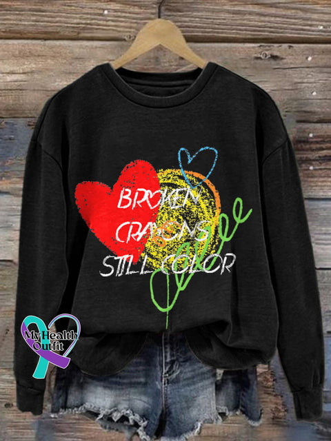 Women’s Broken Crayons Still Color Print Sweatshirt Black / S
