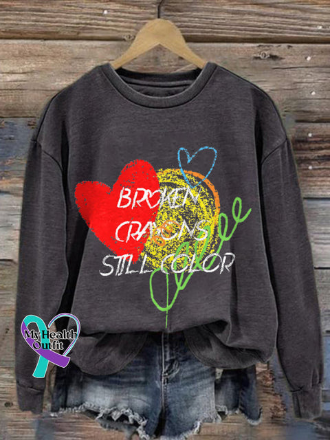 Women’s Broken Crayons Still Color Print Sweatshirt Dark Grey / S