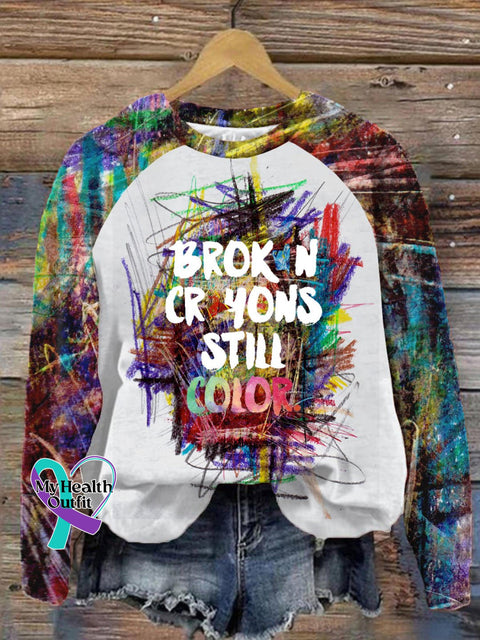 Women’s Broken Crayons Still Color Print Sweatshirt Picture 1 / S