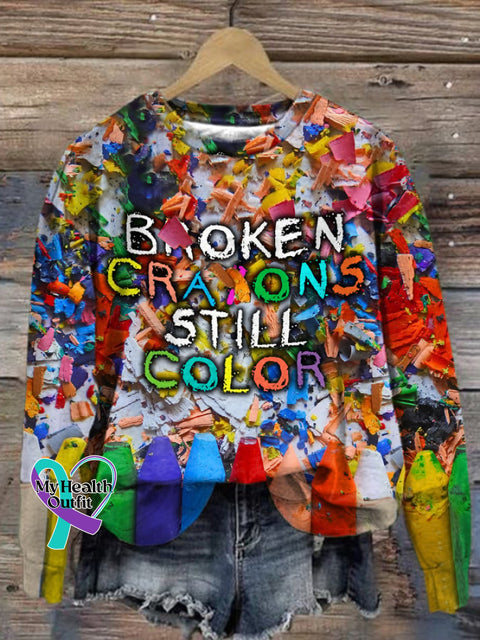 Women’s Broken Crayons Still Color Print Sweatshirt Picture 1 / S
