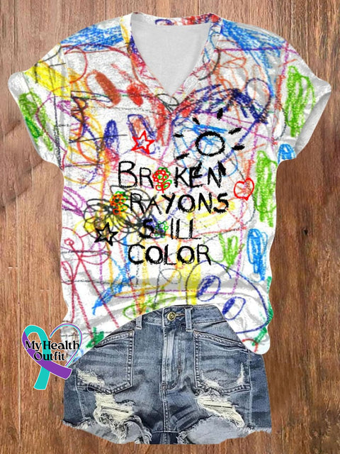 Women’s Broken Crayons Still Color Print T-Shirt Picture 1 / S