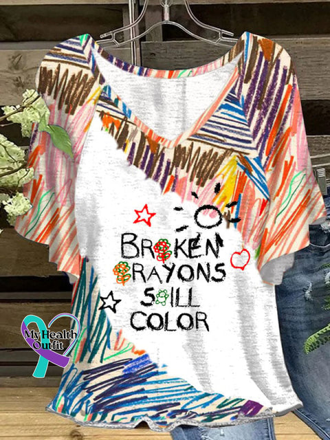 Women’s Broken Crayons Still Color Print T-Shirt Picture 1 / S