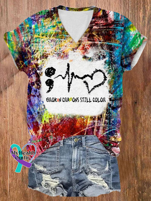 Women’s Broken Crayons Still Color Print T-Shirt Picture 1 / S