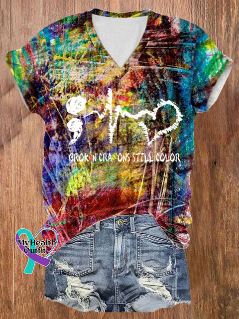 Women’s Broken Crayons Still Color Print T-Shirt Picture 2 / S
