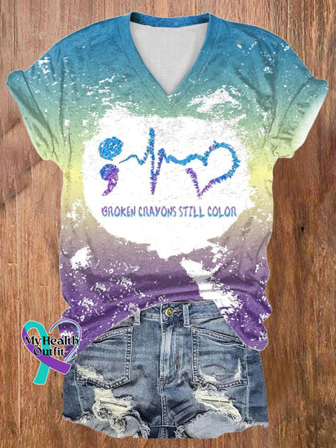 Women’s Broken Crayons Still Color Suicide Prevention Awareness T Shirt Picture 1 / S