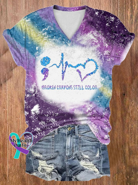 Women’s Broken Crayons Still Color Suicide Prevention Awareness T Shirt Picture 2 / S