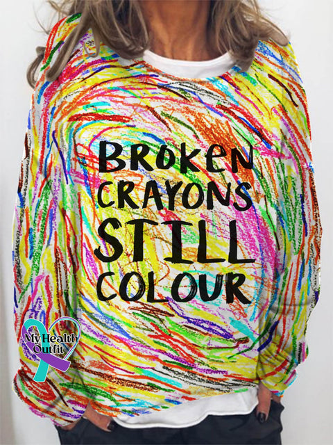 Women’s Broken Crayons Still Colour Mental Health Awareness Casual Top Multicolor / S