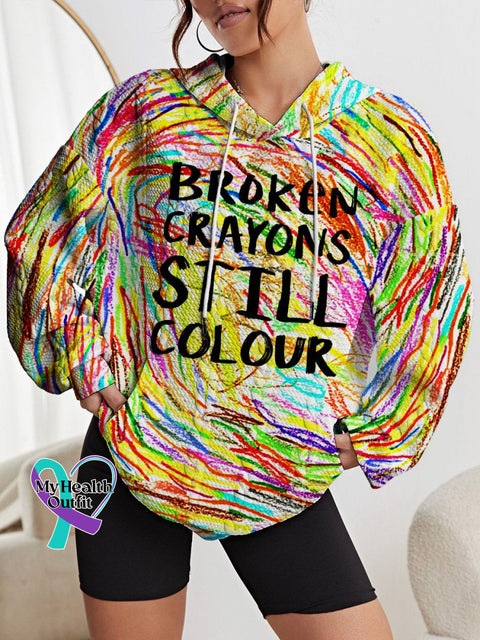 Women’s Broken Crayons Still Colour Mental Health Awareness Encourage Print Casual Knit