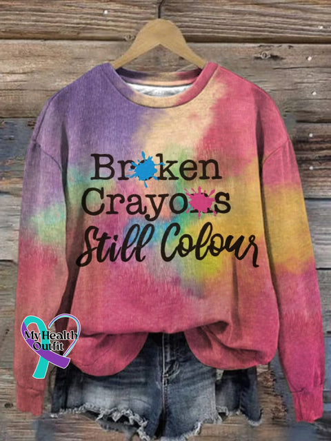 Women’s Broken Crayons Still Colour Print Round Neck Sweatshirt Picture 1 / S