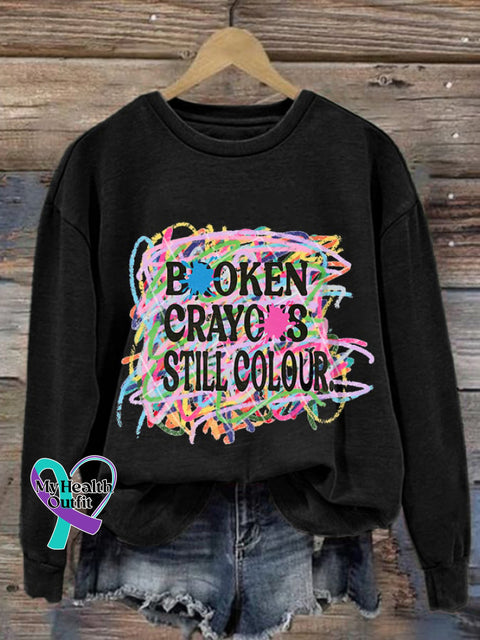Women’s Broken Crayons Still Colour Print Sweatshirt Black / S