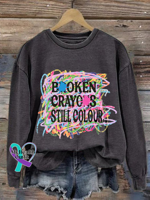 Women’s Broken Crayons Still Colour Print Sweatshirt Dark Grey / S