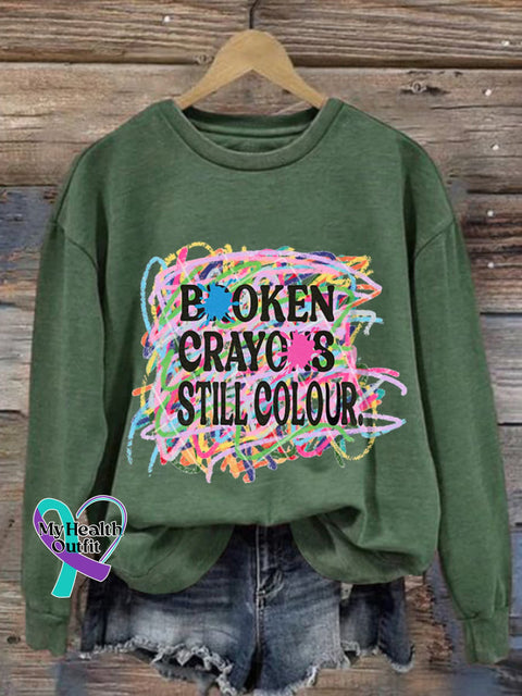 Women’s Broken Crayons Still Colour Print Sweatshirt Green / S