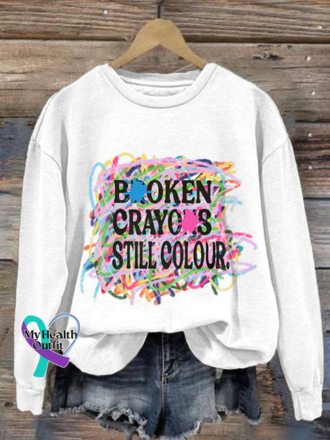 Women’s Broken Crayons Still Colour Print Sweatshirt White / S