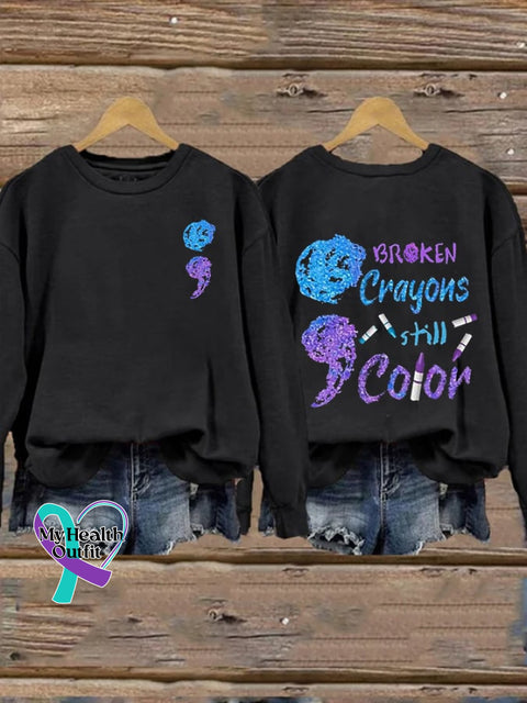 Women’s Broken Crayons Still Have Color Print Casual Hooded Black / S