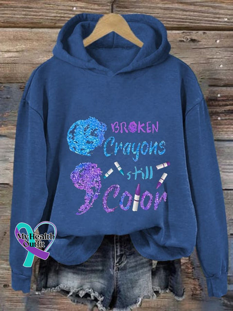 Women’s Broken Crayons Still Have Color Print Casual Hooded Blue / S