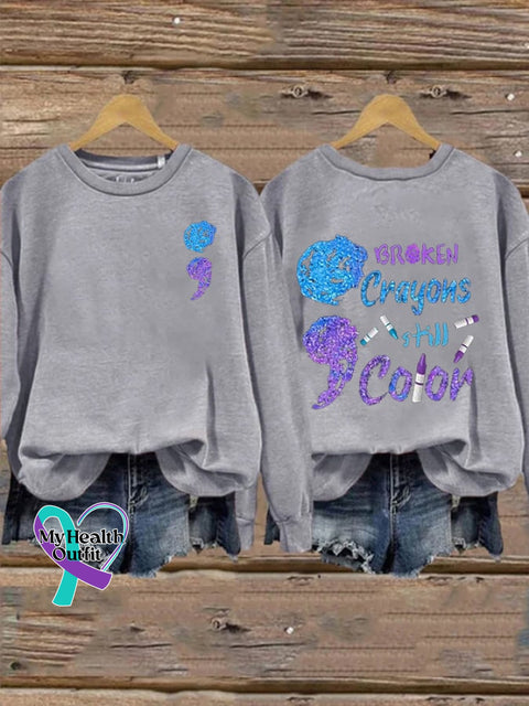 Women’s Broken Crayons Still Have Color Print Casual Hooded Light Grey / S