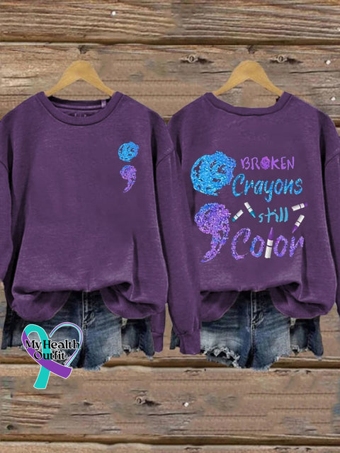 Women’s Broken Crayons Still Have Color Print Casual Hooded Purple / S