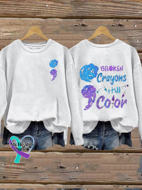 Women’s Broken Crayons Still Have Color Print Casual Hooded White / S