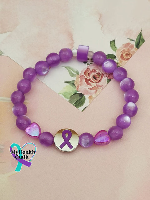Women’s Cancer Awareness Care Ribbon Bracelet Purple / Size