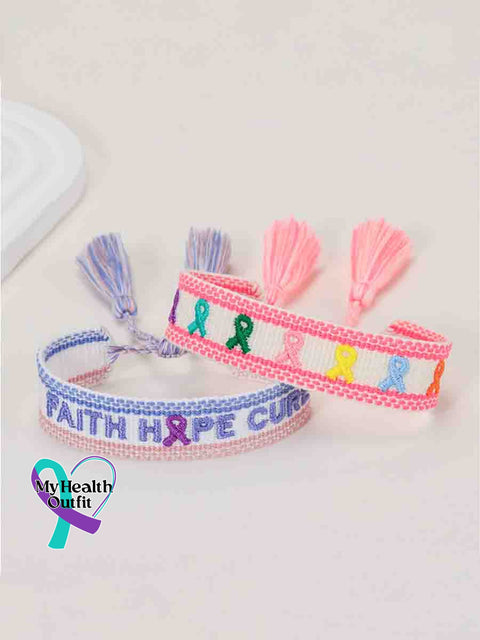 Women’s Cancer Awareness Care Ribbon Handwoven Bracelet
