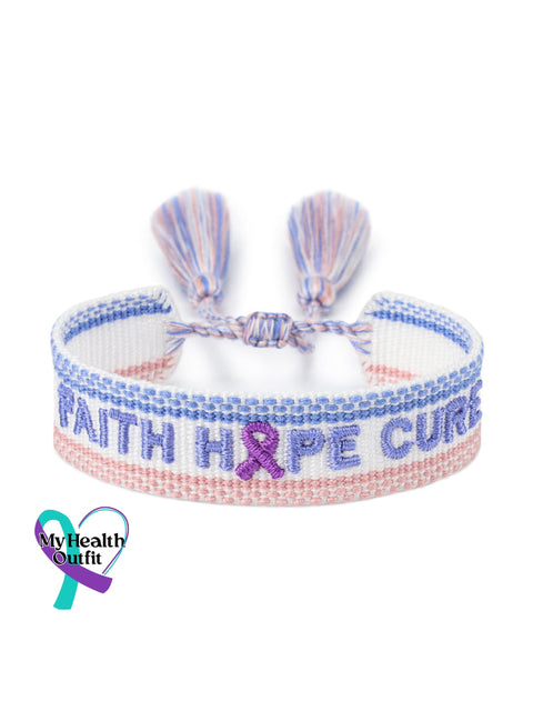 Women’s Cancer Awareness Care Ribbon Handwoven Bracelet Blue / Size