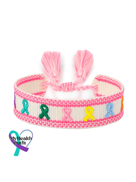 Women’s Cancer Awareness Care Ribbon Handwoven Bracelet Pink / Size