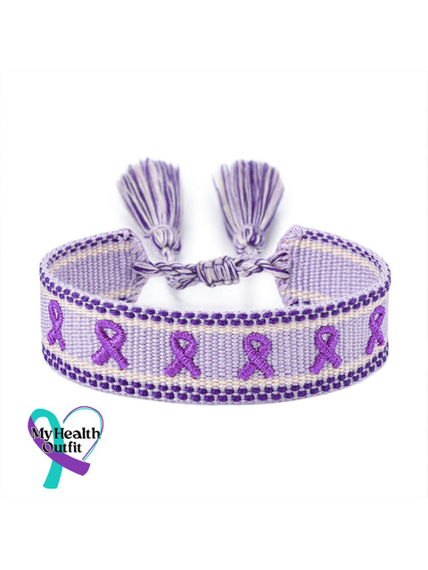 Women’s Cancer Awareness Care Ribbon Handwoven Bracelet Purple / Size